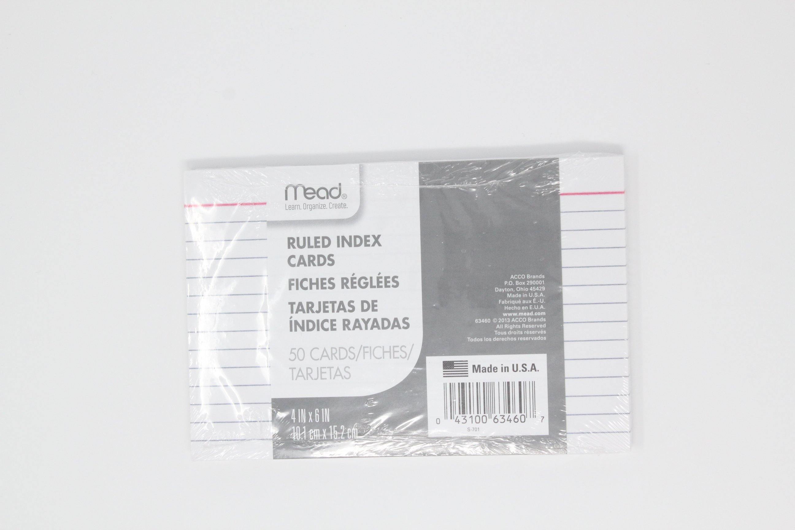 Knowledge Tree  Mead Products Llc Mead Ruled Index Cards, 4x6