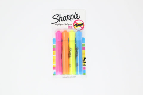 Sharpie Highlighter 4 ct, Chisel, Assorted Color, Smear Guard - KB School Supply