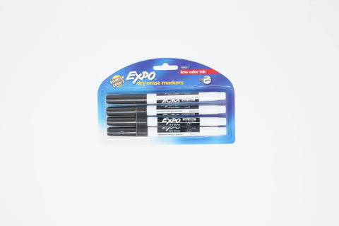 Expo Dry Erase Markers 4 ct, Black only, Fine Tip, Low ordor ink - KB School Supply