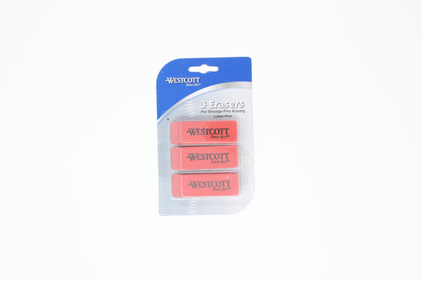 Westcott Latex Free Erasers, White, Qty. 2 - Midwest Technology Products