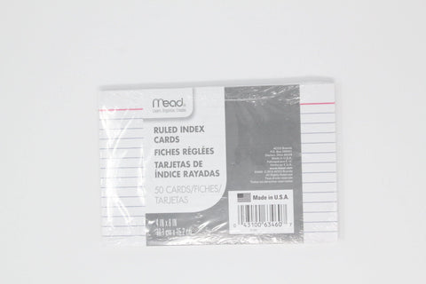 Mead Ruled Index Cards, 50 Cards, 4 in x 6 in - KB School Supply